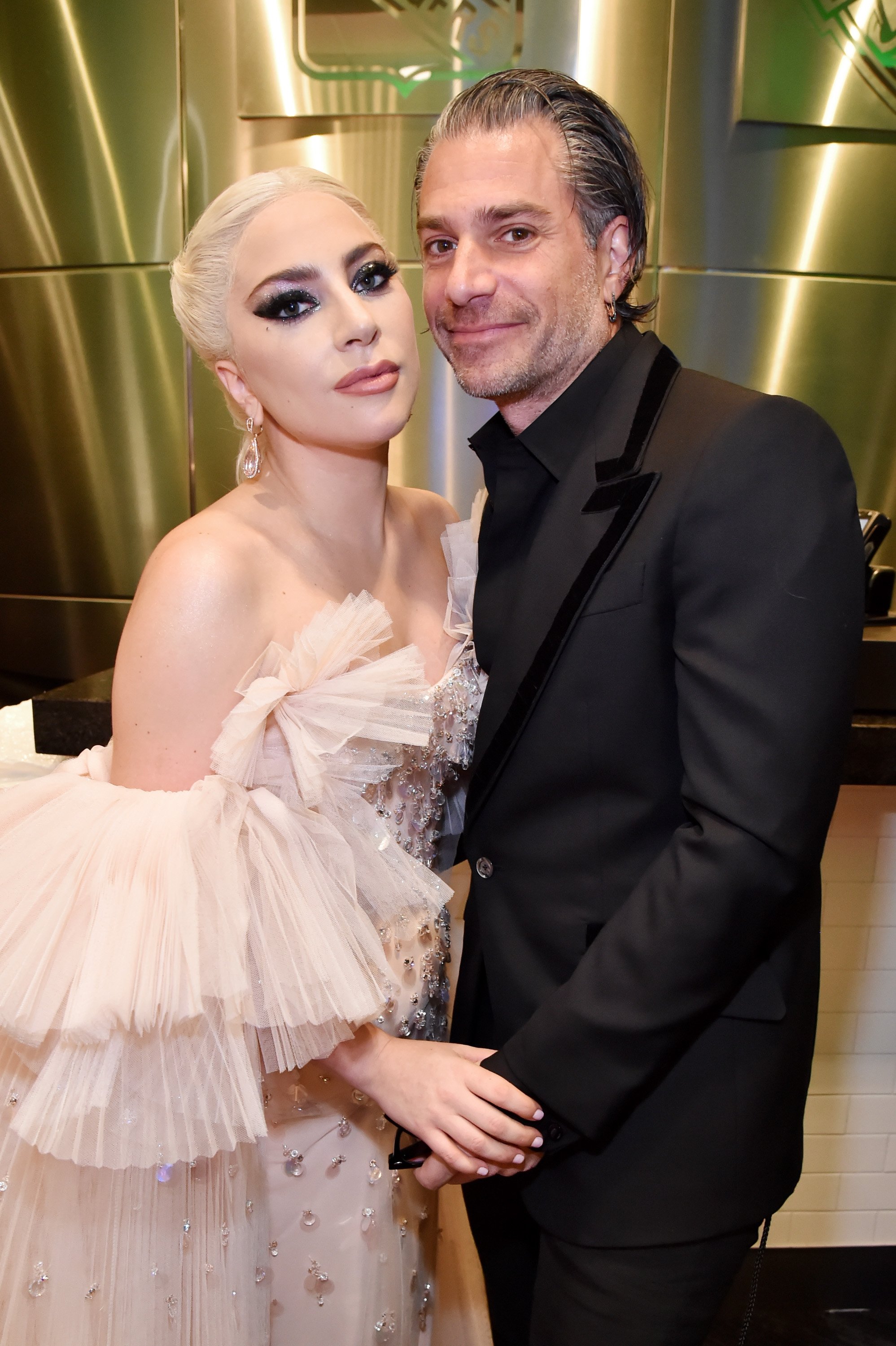 Lady Gaga and Christian Carino backstage at the 60th Annual GRAMMY Awards at Madison Square Garden on January 28, 2018, in New York City. | Source: Getty Images 
