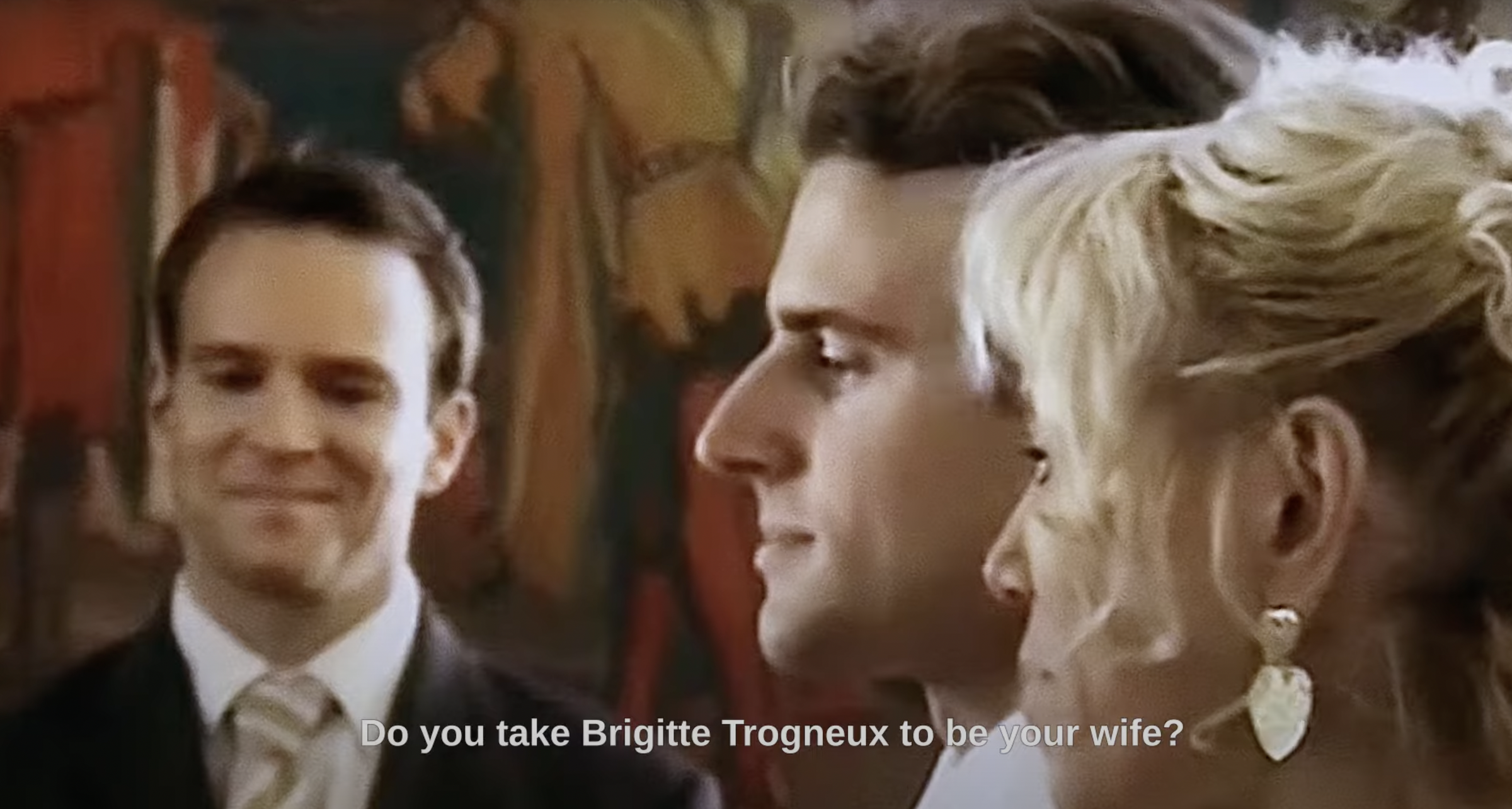 Emmanuel and Brigitte Macron on their wedding day from a video dated July 14, 2023. | Source: YouTube/France Channel