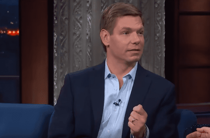 Democratic Rep. Eric Swalwell at "The Late Show" | Photo: "The Late Show with Stephen Colbert"