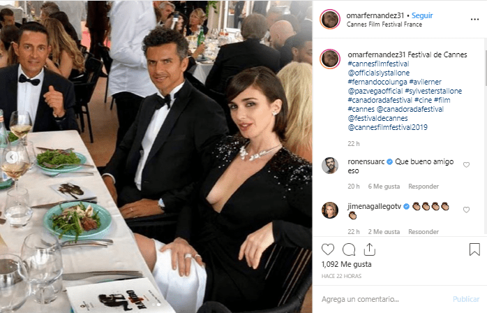 Fernando Colunga, Paz Vega y una tercera persona en el Festival de Cannes. | Imagen: Instagram/ omarfernandez31