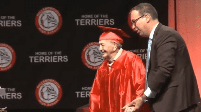 Joe Perricone and his grandson, Thomas Palermo, at Hillsborough High School | Photo: ABC Action News