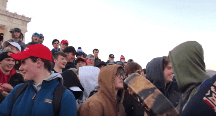 The Covington Catholic High School students at the Lincoln Memorial in Washington | Photo: On Native Ground