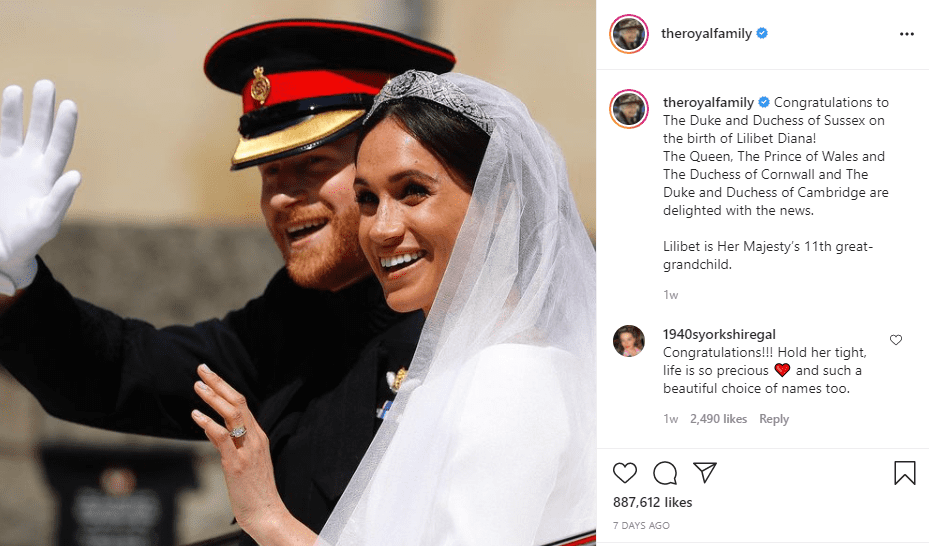 The Royal Family Instagram post about Lilibet's arrival. | Photo: Instagram/dukeandduchessofcambridge