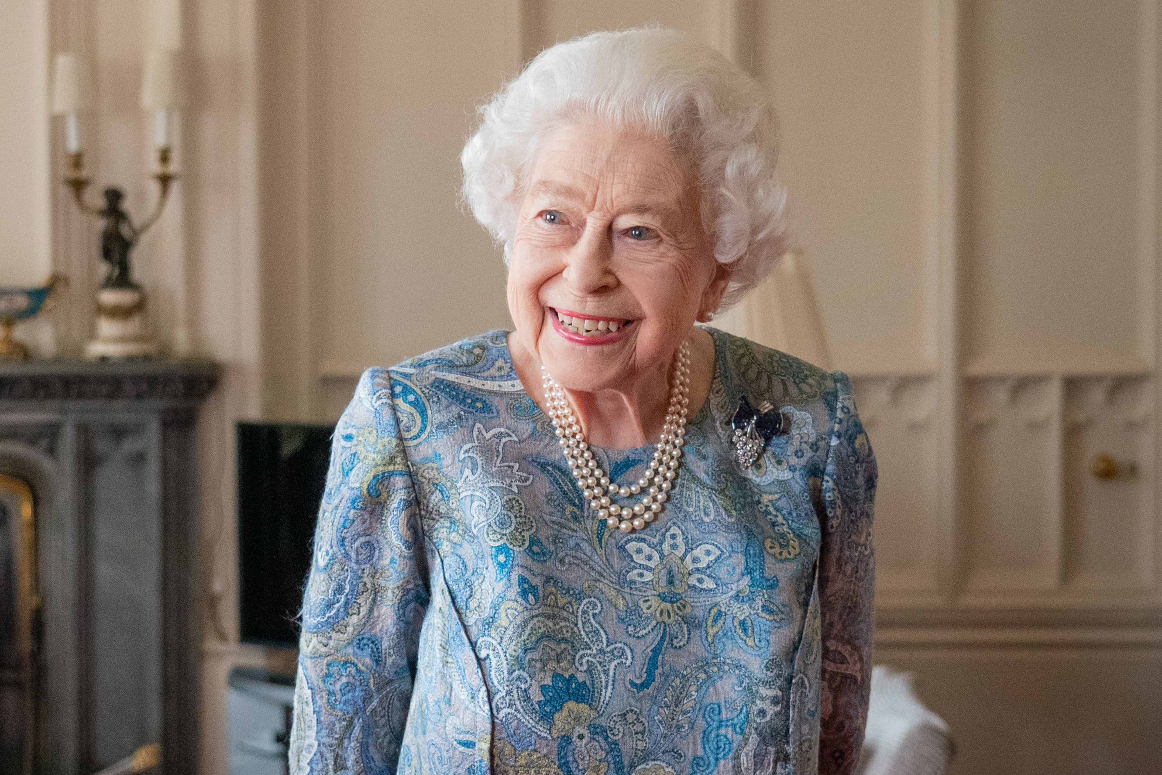 Queen Elizabeth II attends an audience with the President of Switzerland Ignazio Cassis (Not pictured) at Windsor Castle on April 28, 2022 in Windsor, England. | Source: Getty Images