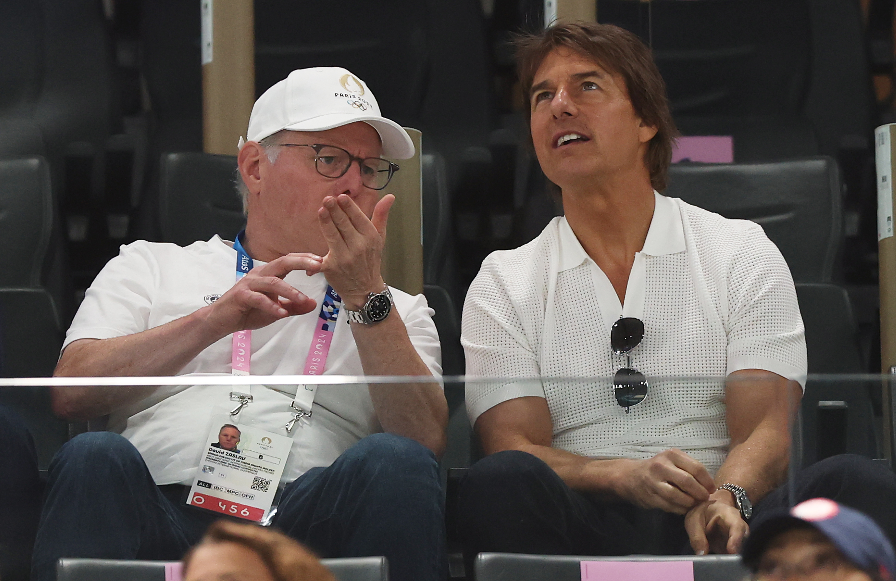 Tom Cruise during the Artistic Gymnastics Women's Qualification event during the Paris 2024 Summer Olympic Games on July 28 in France. | Source: Getty Images