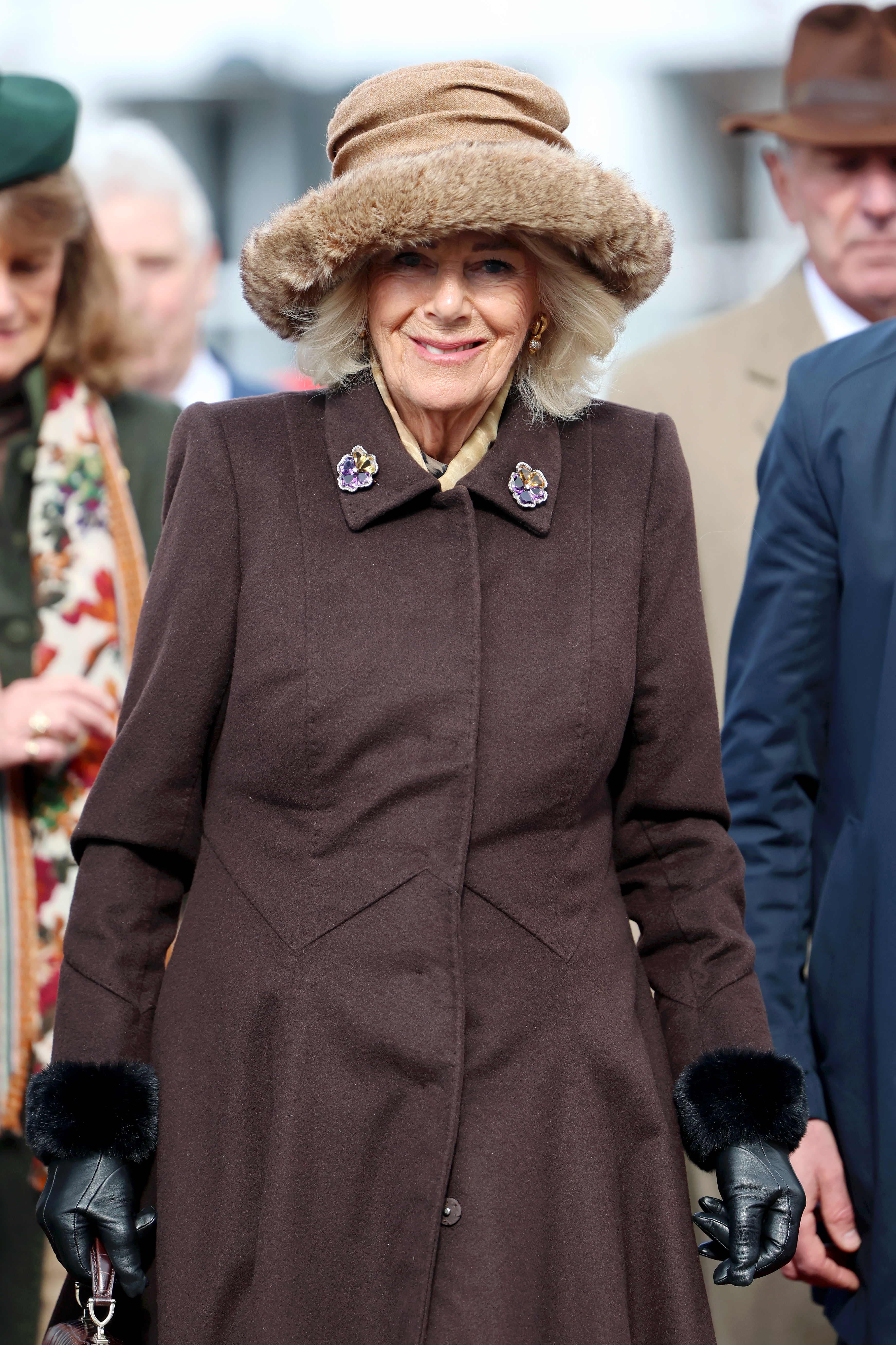 Queen Camilla is photographed on the second day of The Cheltenham Festival, on March 12, 2025, in Cheltenham, England | Source: Getty Images