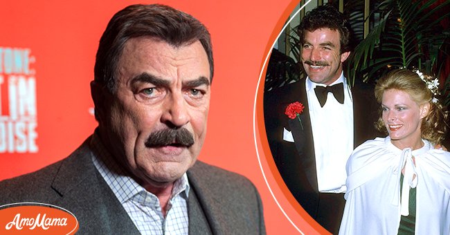 Tom Selleck at the New York premiere of "Jess Stone: Lost In Paradise" on October 14, 2015 [left], Tom Selleck and Jacqueline Ray at the 35th Annual Golden Globe Awards on January 28, 1978 [right] | Source: Getty Images