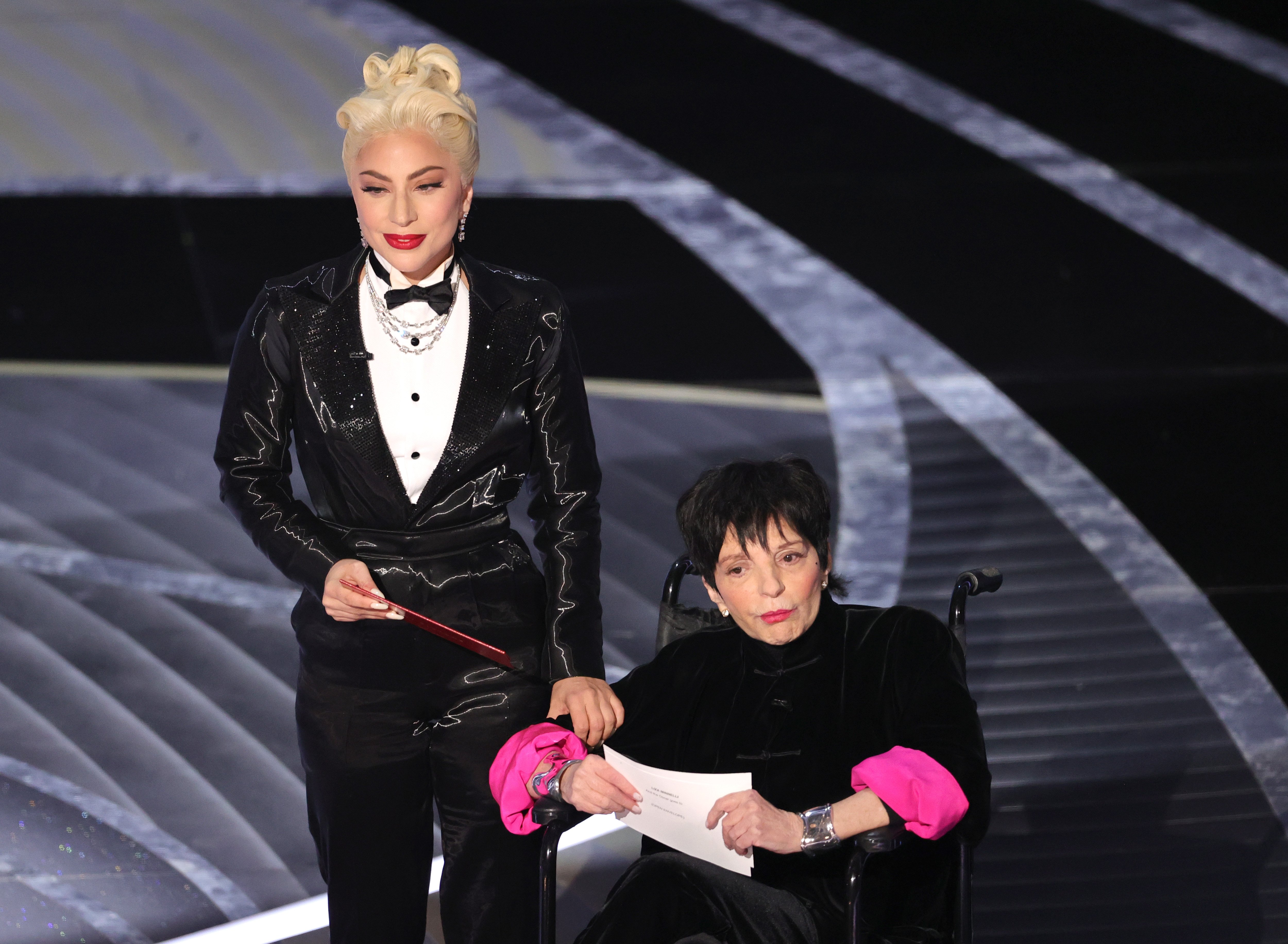 Lady Gaga and Liza Minnelli speak onstage during the 94th Annual Academy Awards at Dolby Theatre on March 27, 2022 in Hollywood, California | Source: Getty Images