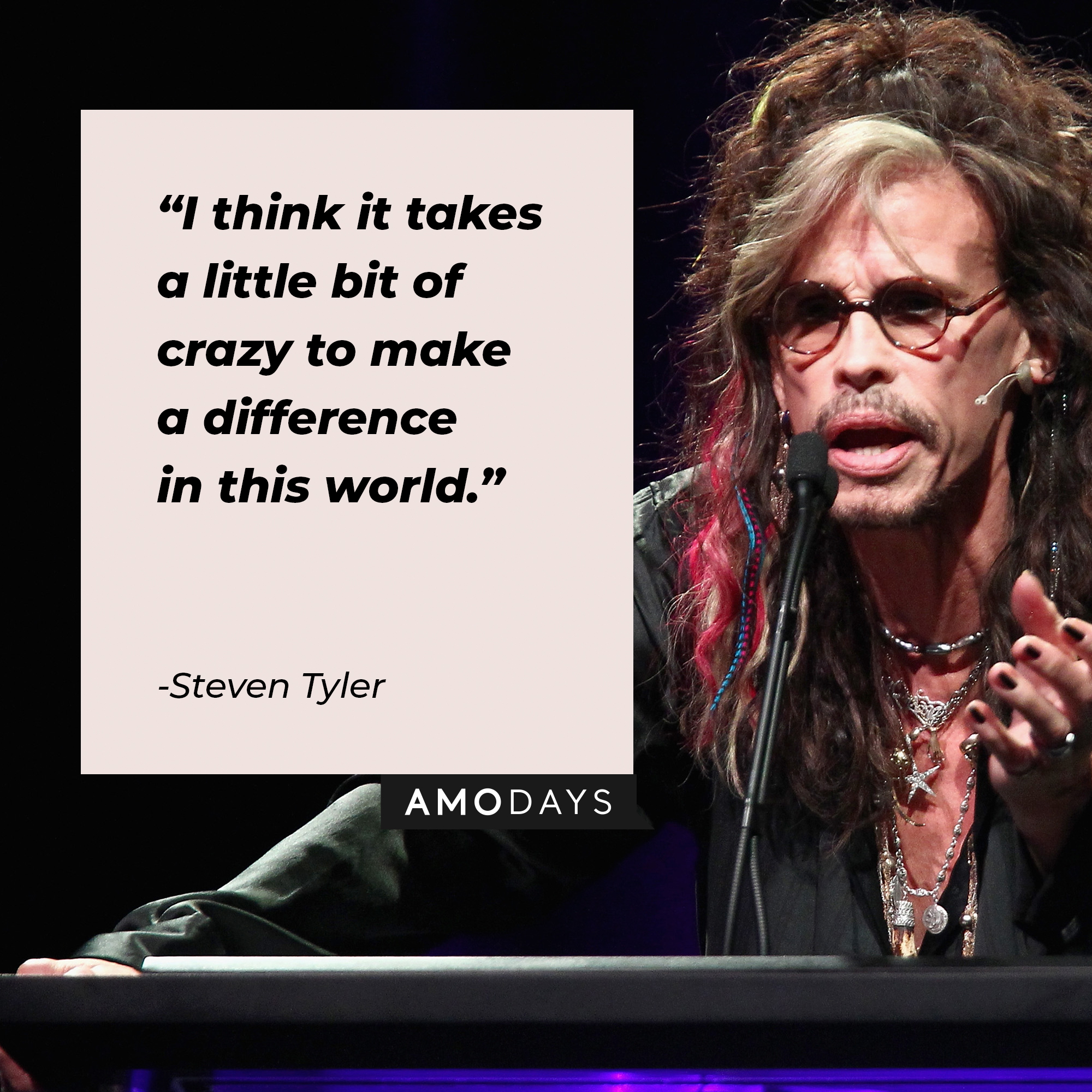 Steven Tyler's quote: "I think it takes a little bit of crazy to make a difference in this world." | Source: Getty Images