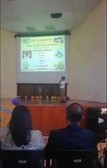 Exposición sobre el aguacate, realizada por Ángel Rivas, de 4 años. | Foto: Facebook/Liiz Godoy