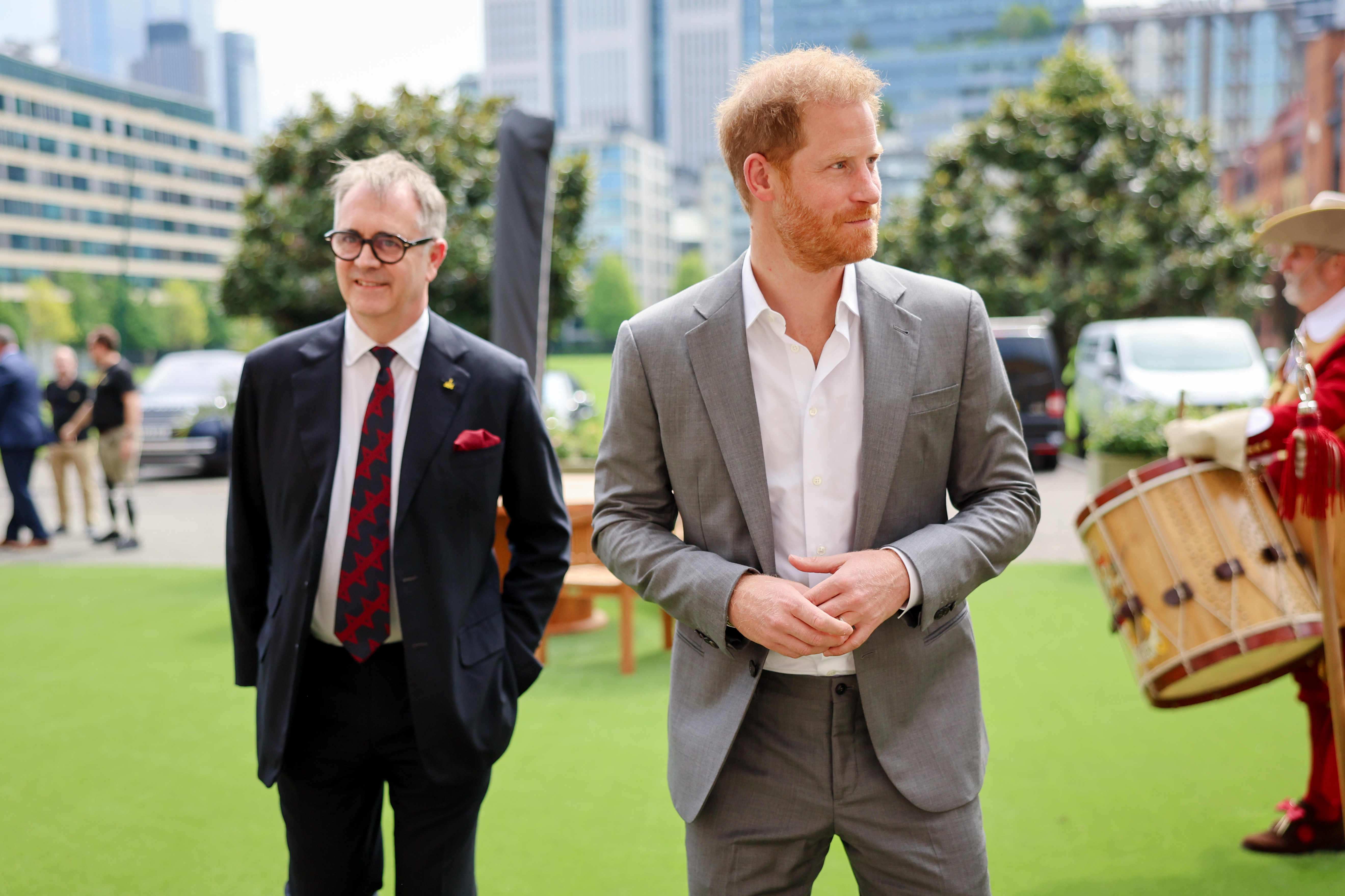 Dominic Reid OBE and Prince Harry during The Invictus Games Foundation Conversation at the Honourable Artillery Company on May 7, 2024 in London, England. | Source: Getty Images