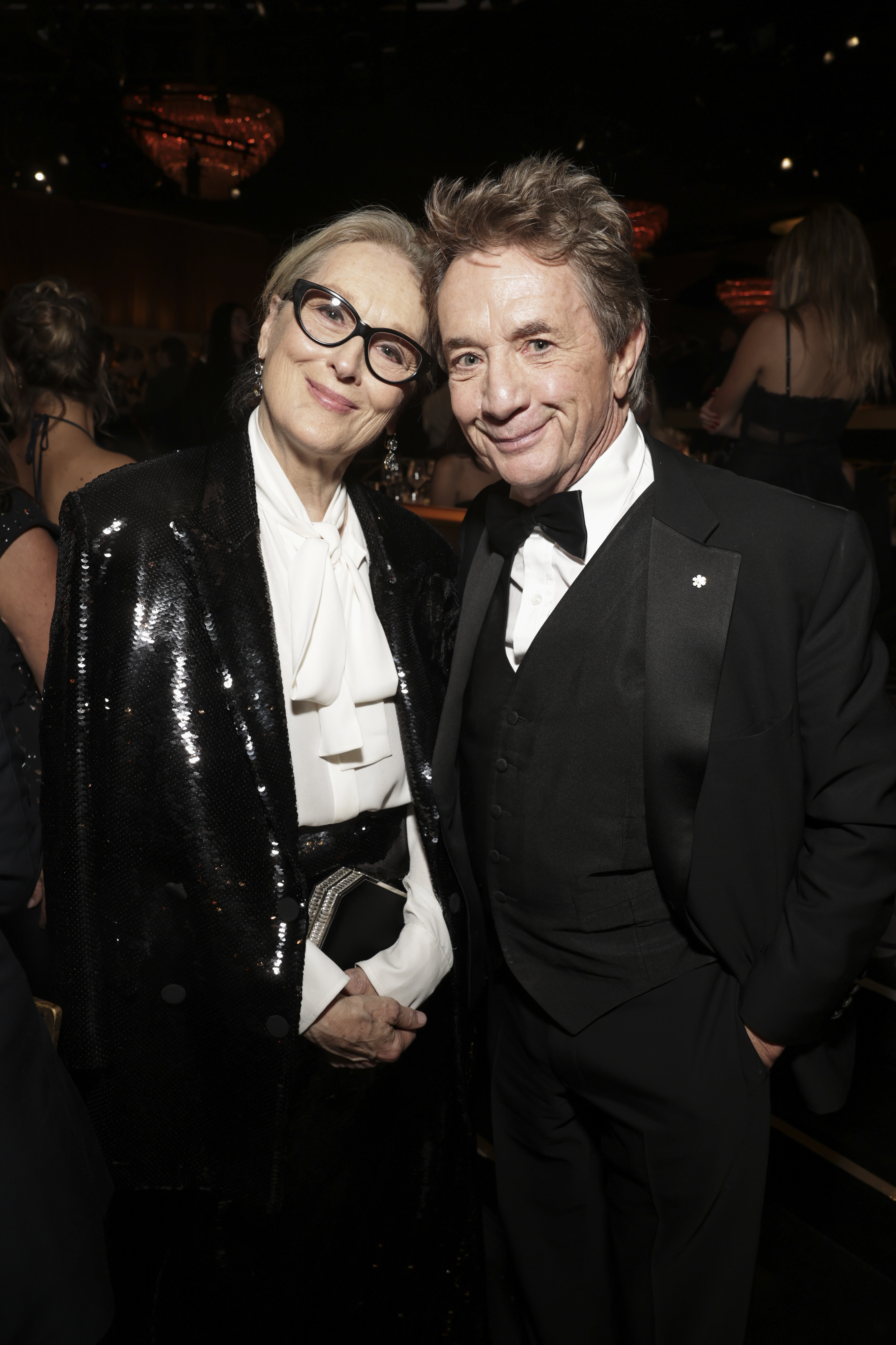 Meryl Streep and Martin Short attend the 81st Annual Golden Globe Awards at The Beverly Hilton in Beverly Hills, California, on January 7, 2024. | Source: Getty Images