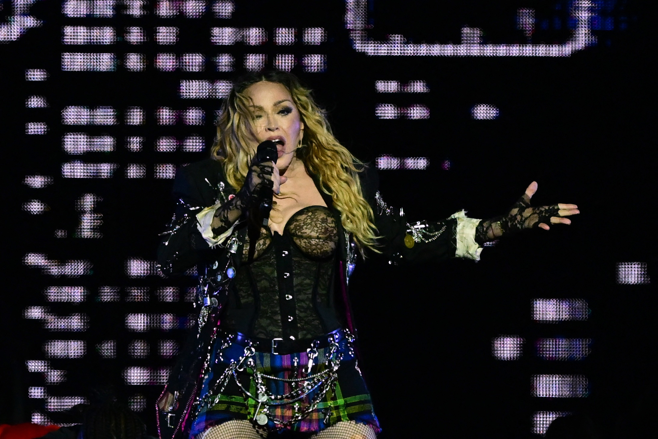 Madonna performs onstage during a free concert at Copacabana beach in Rio de Janeiro, Brazil, on May 4, 2024. | Source: Getty Images