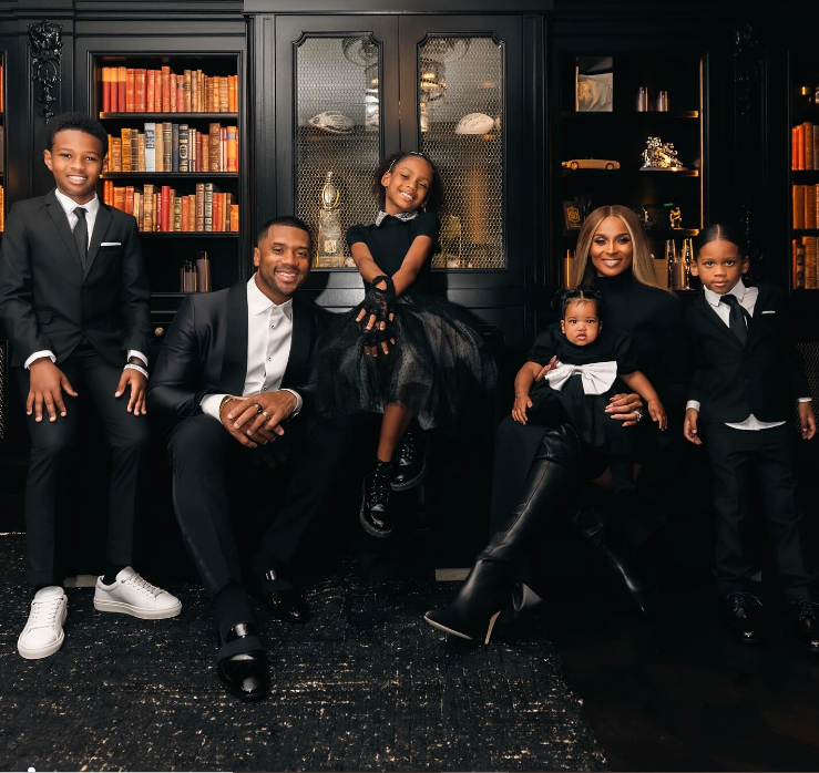 Ciara and Russell Wilson with their family dressed elegantly for Christmas on December 24, 2024 | Source: Instagram/ciara