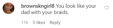 A fan commented on a photo of Chase Rolison with braided hair wearing makeup by Anela Beauty | Source: Instagram.com/chaserolison
