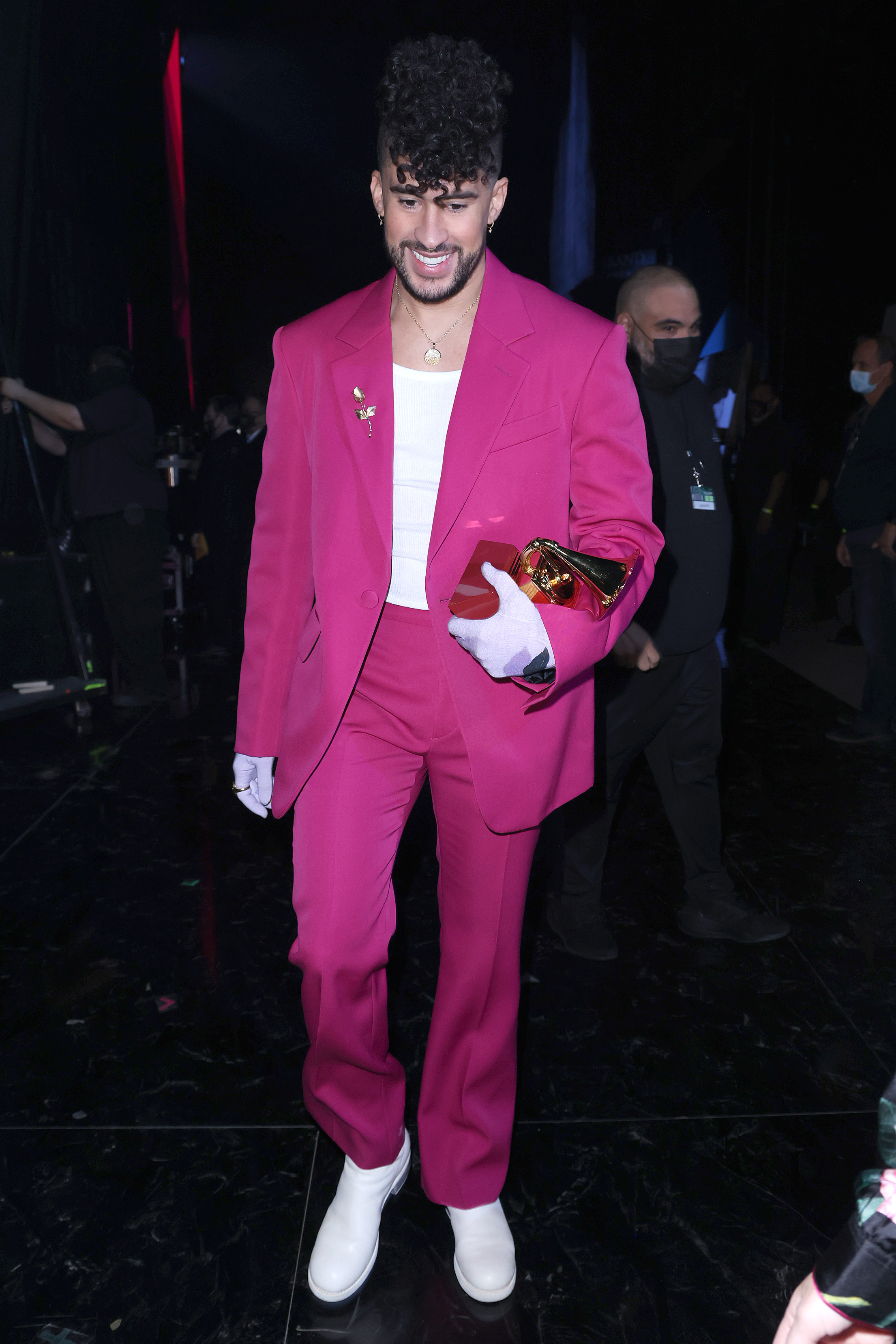 Bad Bunny, winner of Best Urban Music Album for "El Último Tour Del Mundo," attends The 22nd Annual Latin GRAMMY Awards at MGM Grand Garden Arena in Las Vegas, Nevada  on November 18, 2021. | Source: Getty Images