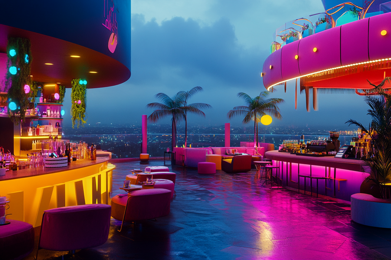 A rooftop party area | Source: Midjourney