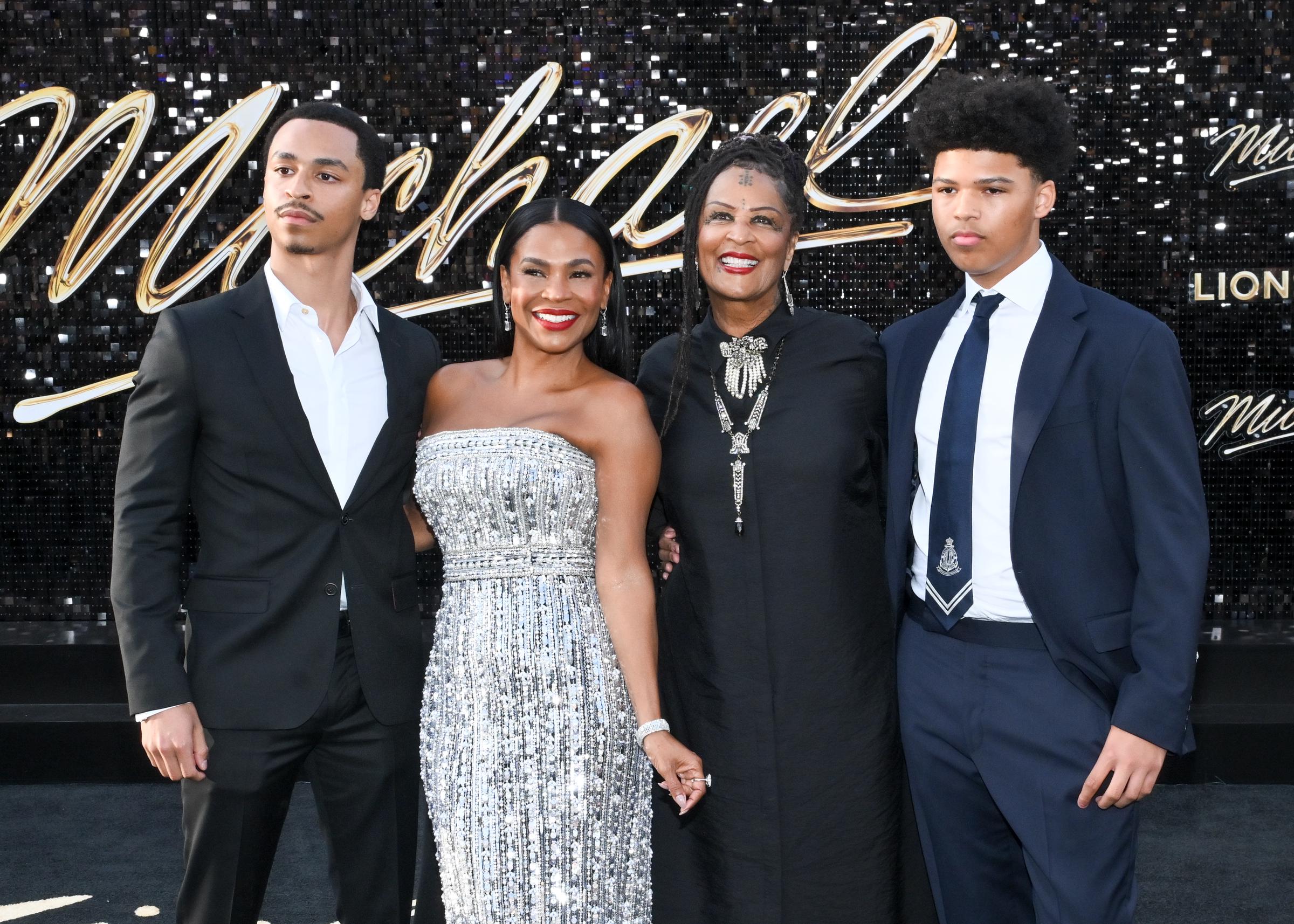 Massai Zhivago Dorsey II, Nia Long, Talita Long and Kez Sunday Udoka attend the premiere of Lionsgate's "Michael" at Dolby Theatre on April 20, 2026, in Hollywood, California | Source: Getty Images