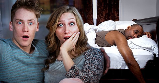 Young couple watching TV at night and Mature man sleeping in bed | Source: Getty Images