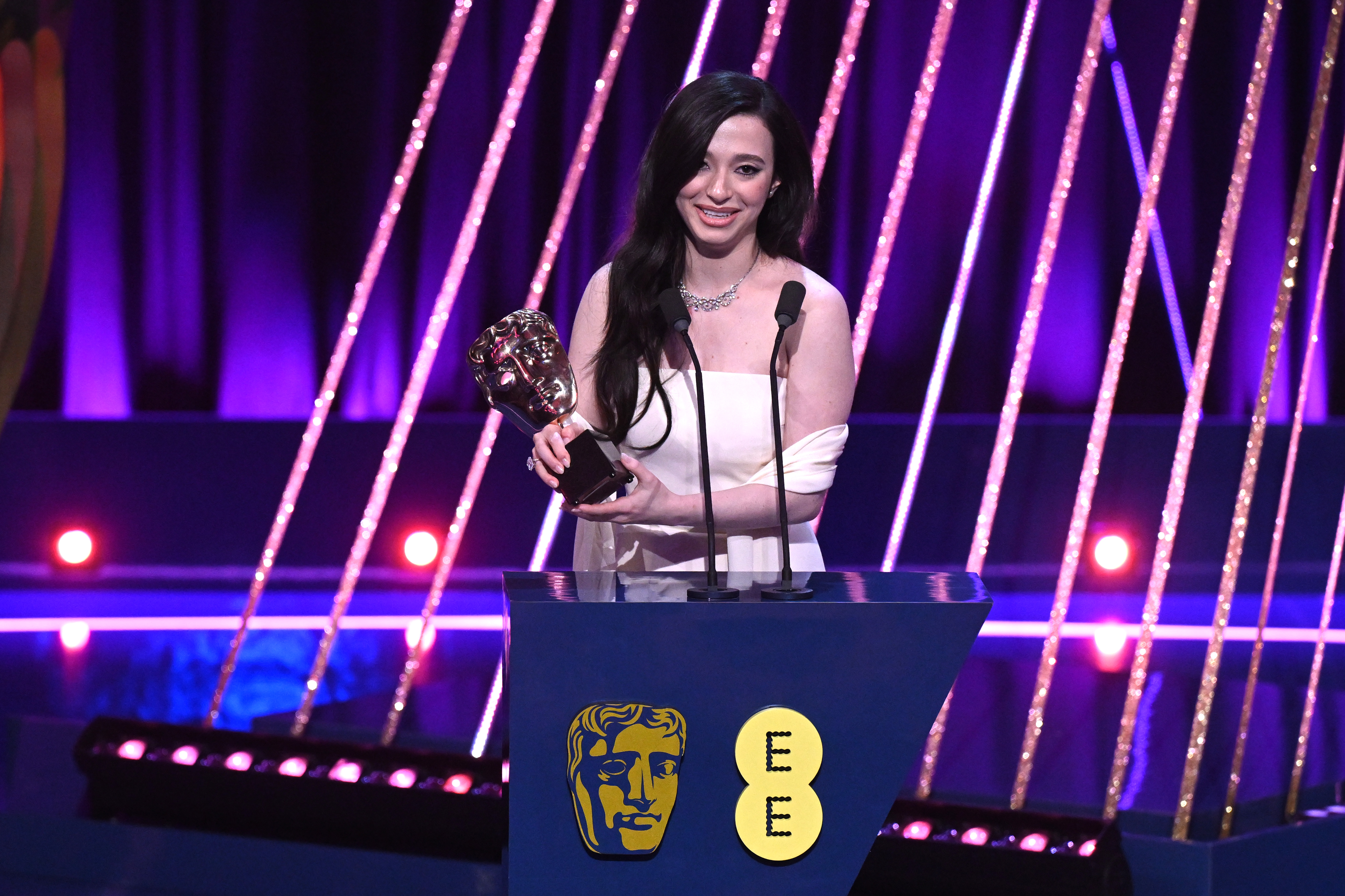 Mikey Madison accepts the Leading Actress Award for "Anora" during the EE BAFTA Film Awards 2025 on February 16, 2025 | Source: Getty Images