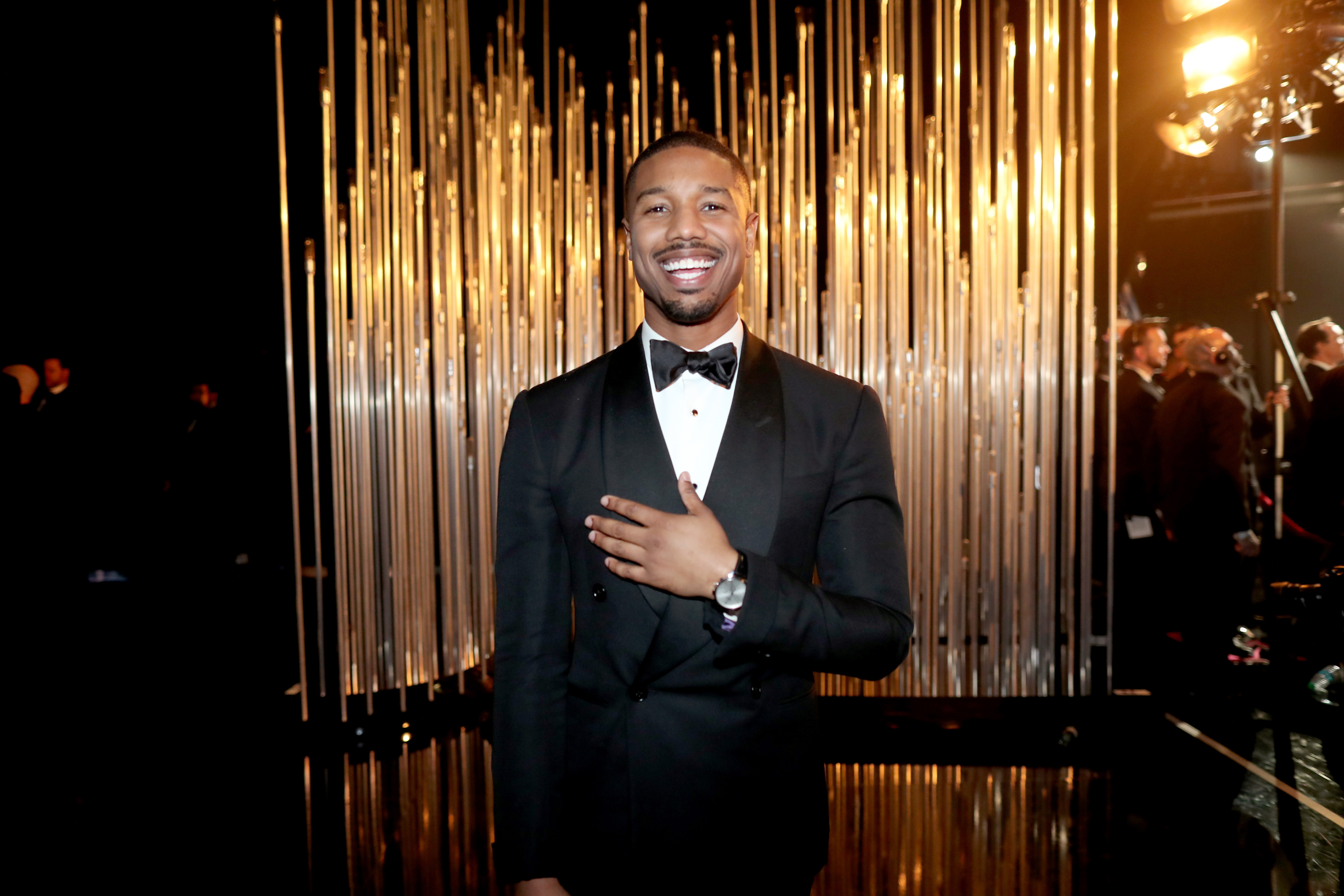 Michael B. Jordan backstage at the 88th Annual Academy Awards at Dolby Theatre on February 28, 2016 in Hollywood, California | Source: Getty Images
