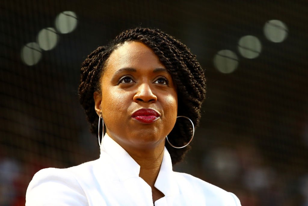 Representative Ayanna Pressley before a game between the Boston Red Sox and the Houston Astrosat at Fenway Park in September 2018. | Photo: Getty Images