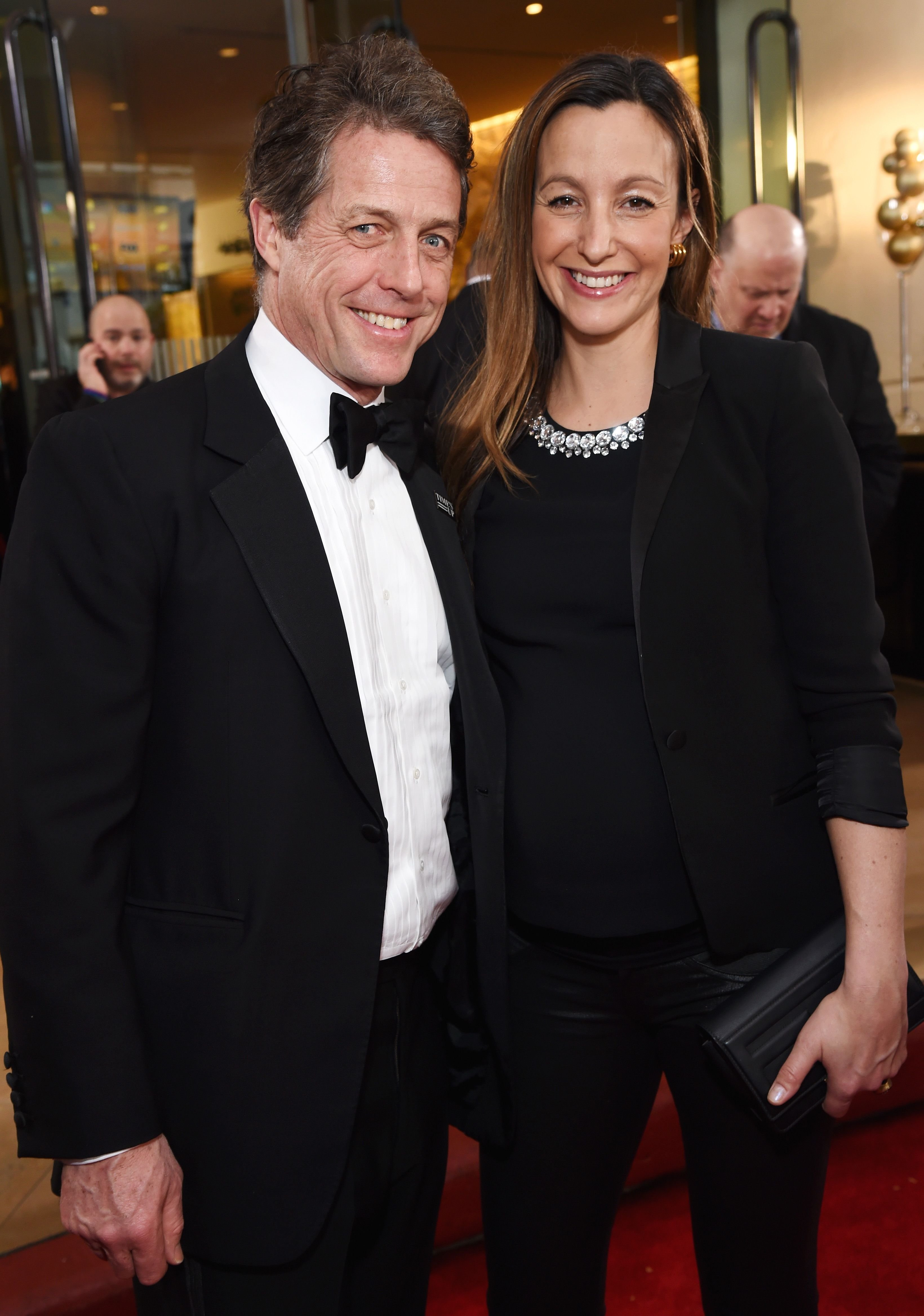 Actor Hugh Grant and Anna Eberstein celebrate The 75th Annual Golden Globe Awards with Moet & Chandon at The Beverly Hilton Hotel on January 7, 2018 | Photo: Getty Images