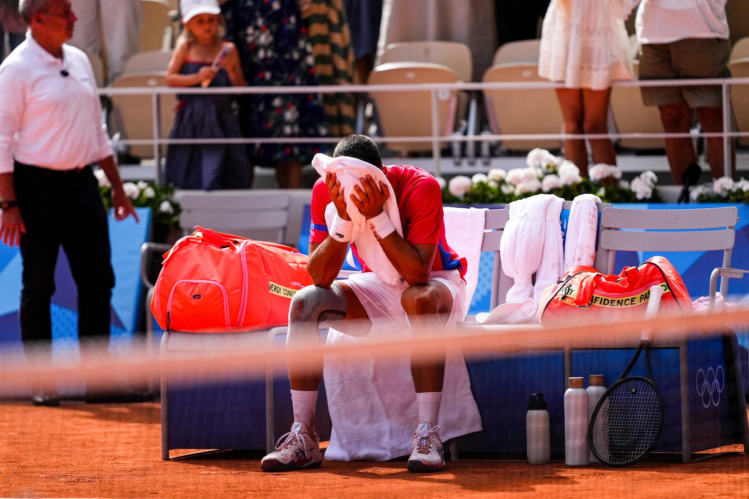 Novak Djokovic gets emotional after winning against Carlos Alcaraz on August 4, 2024 | Source: Getty Images