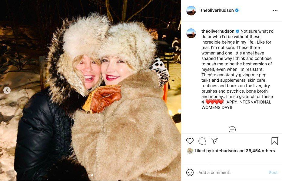 Goldie Hawn and Kate Hudson as pictured on Oliver Hudson's Instagram on March 9, 2021.  | Image: Getty Images.