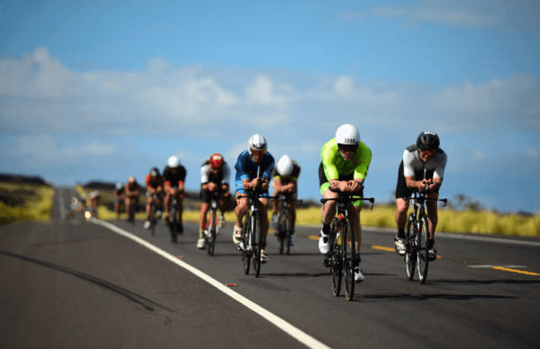 40th Ironman World Championship. A view of cyclists competing in the bike portion of the triathlon, on 13 October 2018, in Kailua-Kona| Source:  Kohjiro Kinno /Sports Illustrated via Getty Images