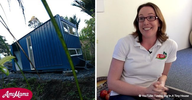 Woman transforms used shipping container into stunning tiny home