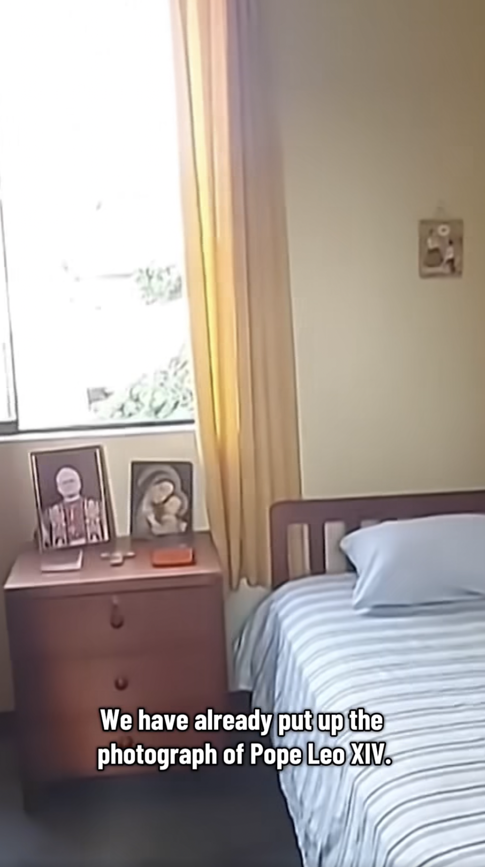 A look inside Pope Leo XIV's room while he lived in Trujillo, Peru, from a video dated May 9, 2025. | Source: Facebook/CBS News