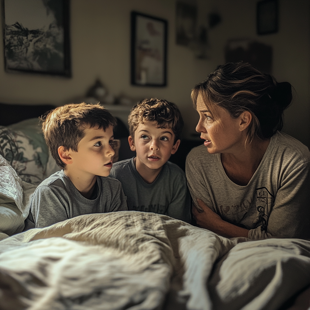 Mother talking to her sons | Source: Midjourney