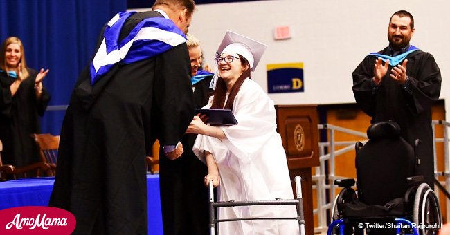 Wheelchair-bound teen with cerebral palsy surprised family by walking at her graduation