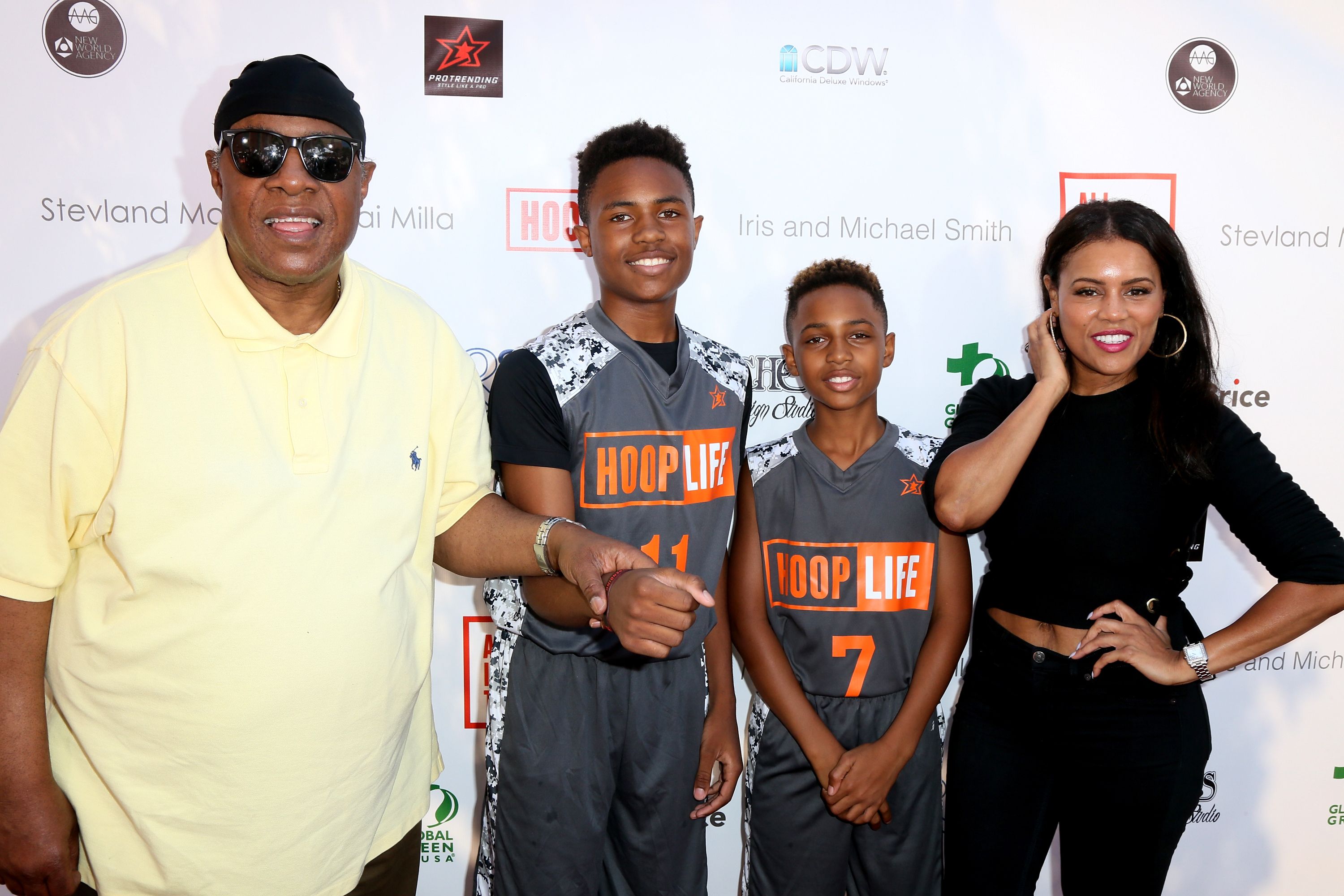 Stevie Wonder, sons Kailand Morris and Mandla Morris, and designer Kai Milla attend the 4th Annual Kailand Obasi Hoop-Life Fundraiser at USC Galen Center on August 28, 2016 in Los Angeles, California | Source: Getty Images