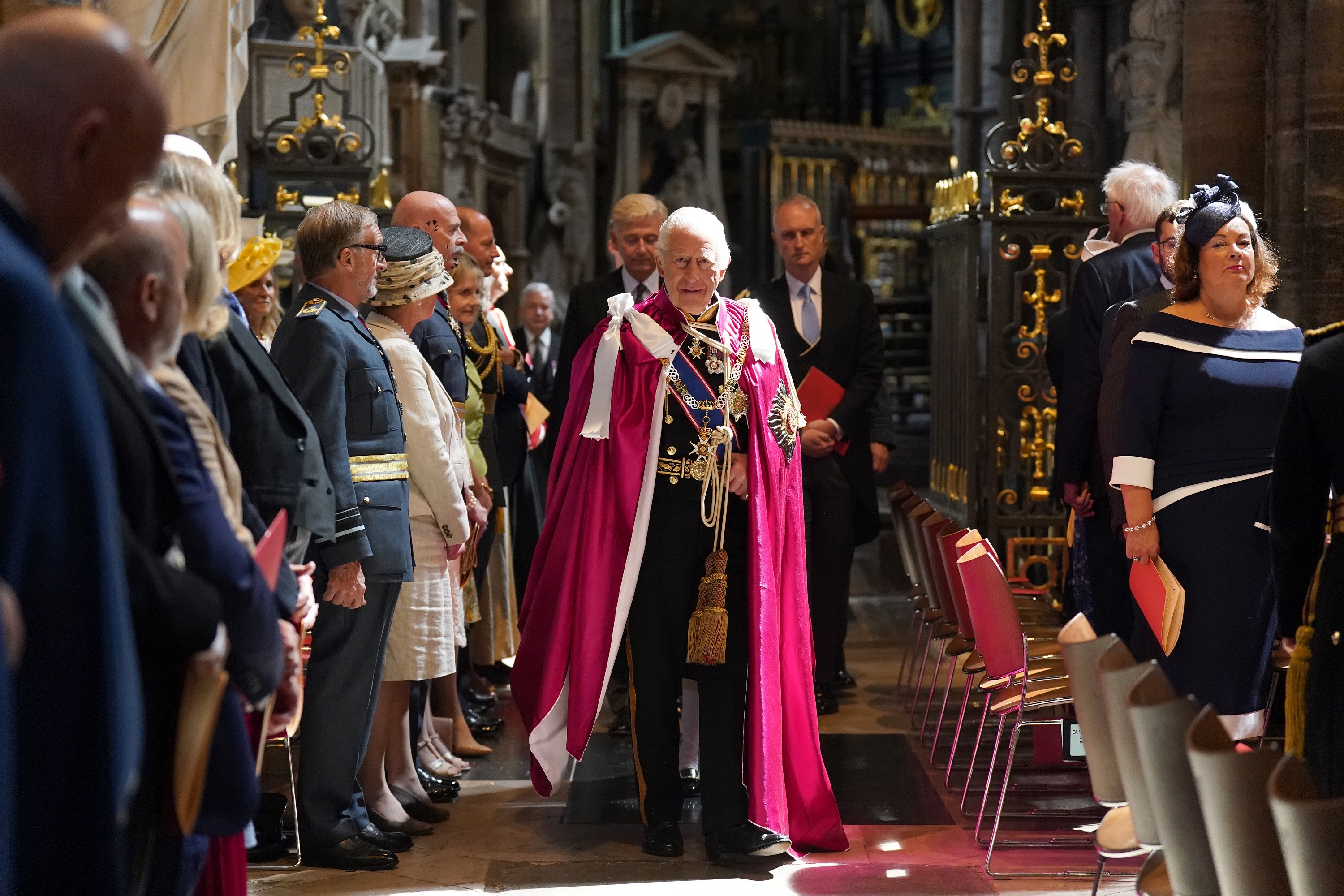 King Charles III during the Service for the Oath and Installation of the Great Master and the Knights Grand Cross at Westminster Abbey on May 16, 2025, in London, England | Source: Getty Images