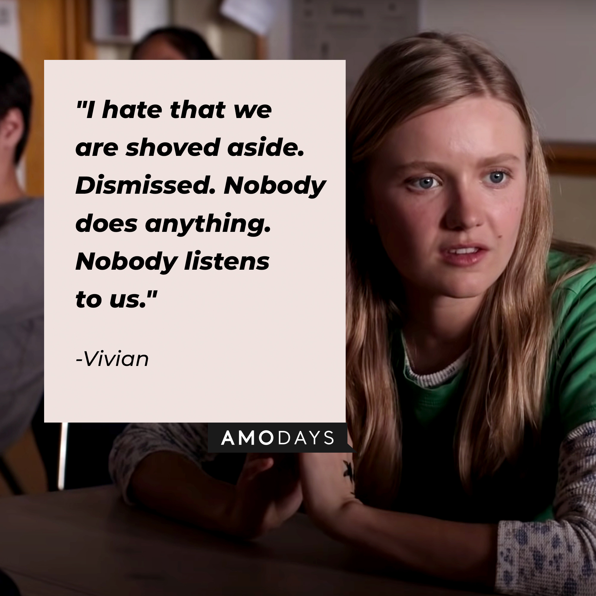 Vivian’s quote: “I hate that we are shoved aside. Dismissed. Nobody does anything. Nobody listens to us.”| Image: Youtube.com/Netflix