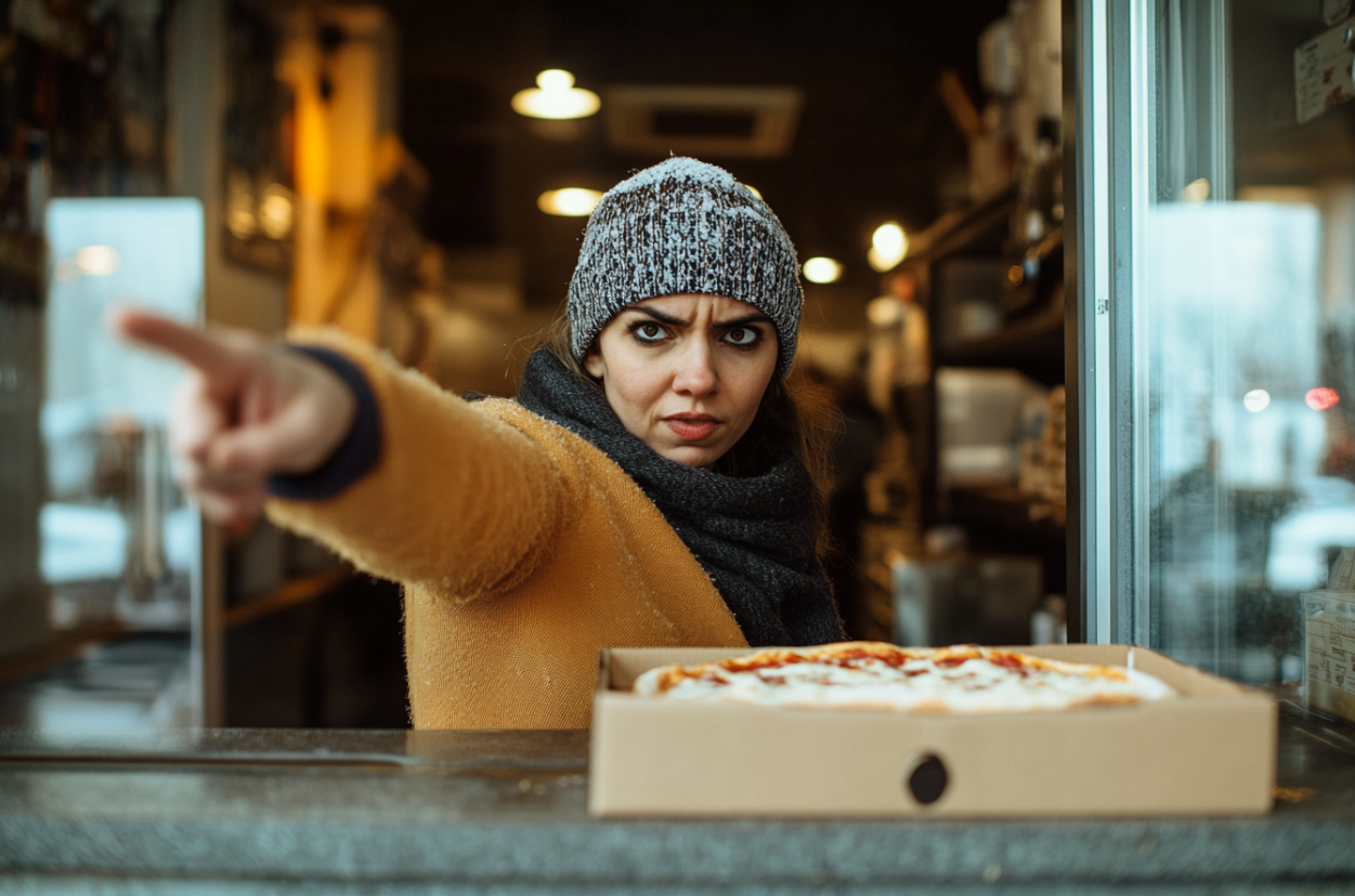 An angry customer in a pizzeria | Source: Midjourney