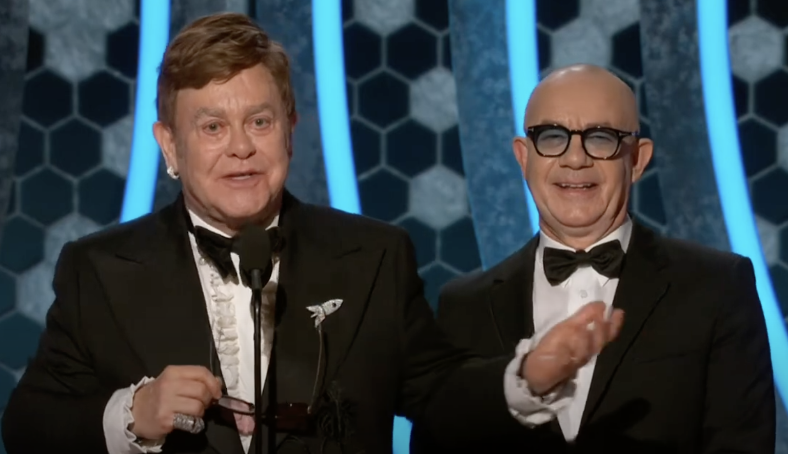 Elton John and Bernie Taupin present at the 2020 Golden Globe Awards | Source: YouTube/ Elton John HD Collection