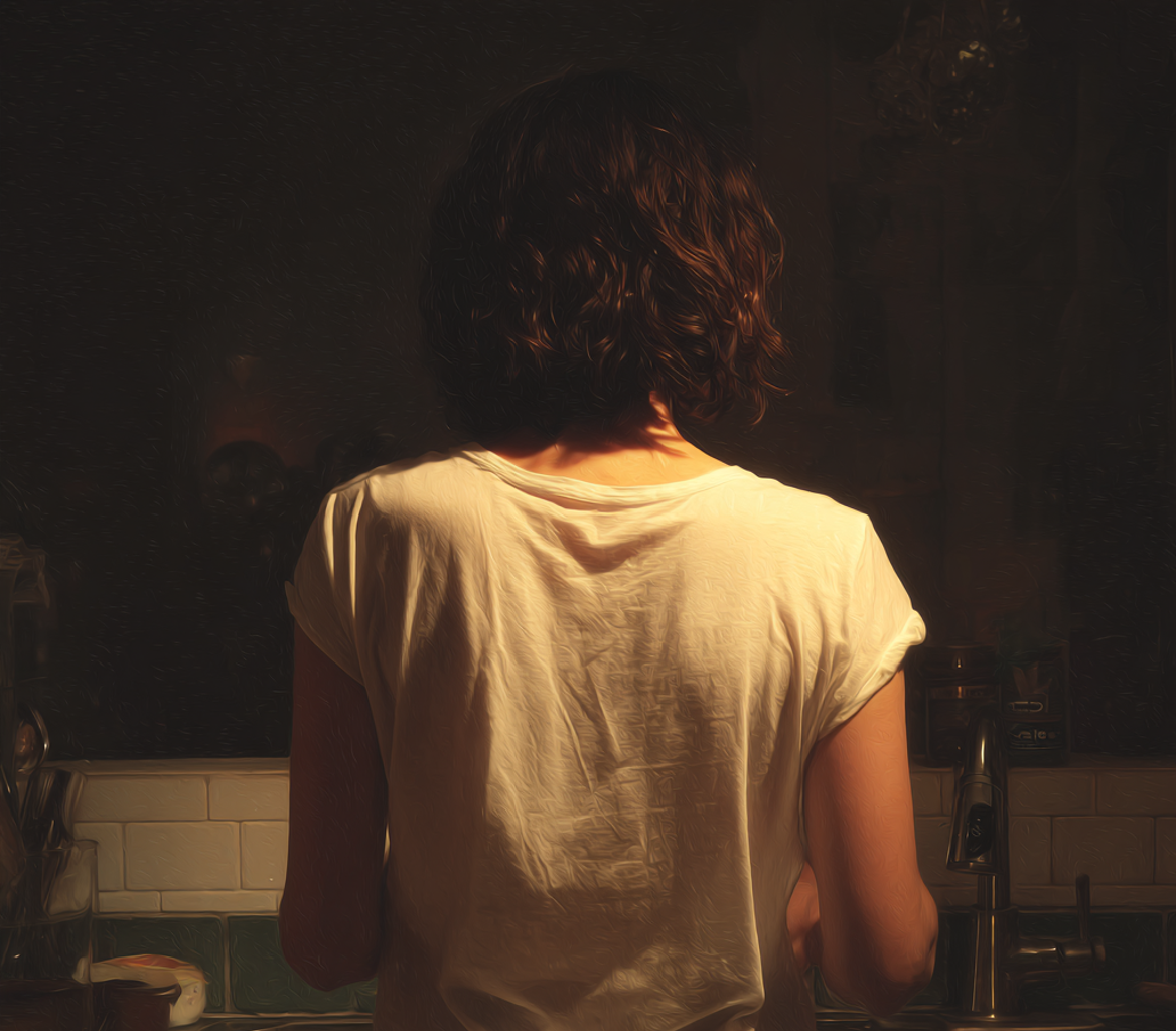 A woman standing at a sink | Source: Midjourney
