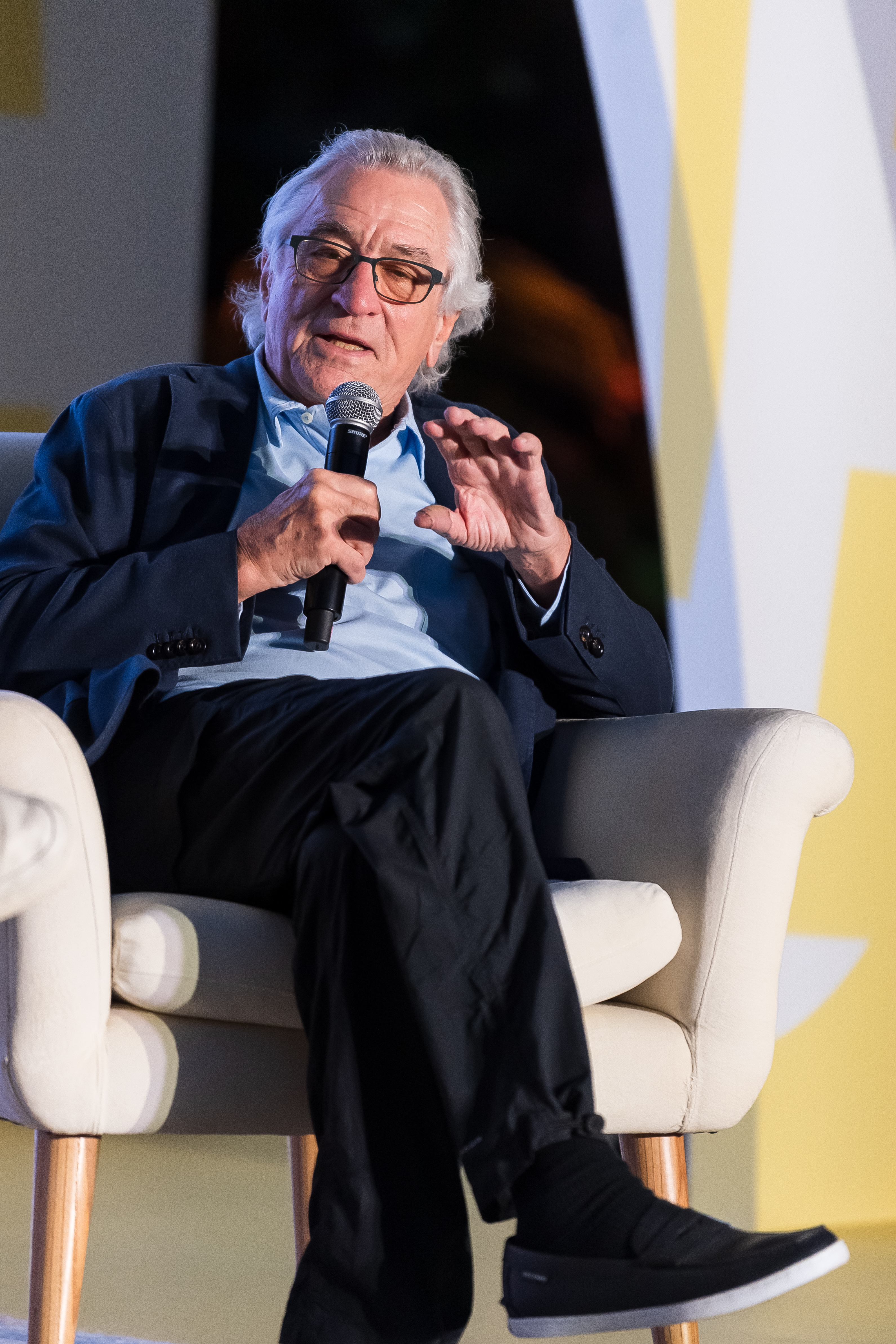 Robert De Niro speaking at the Tribeca Festival in Miami Beach, Florida on December 9, 2023 | Source: Getty Images