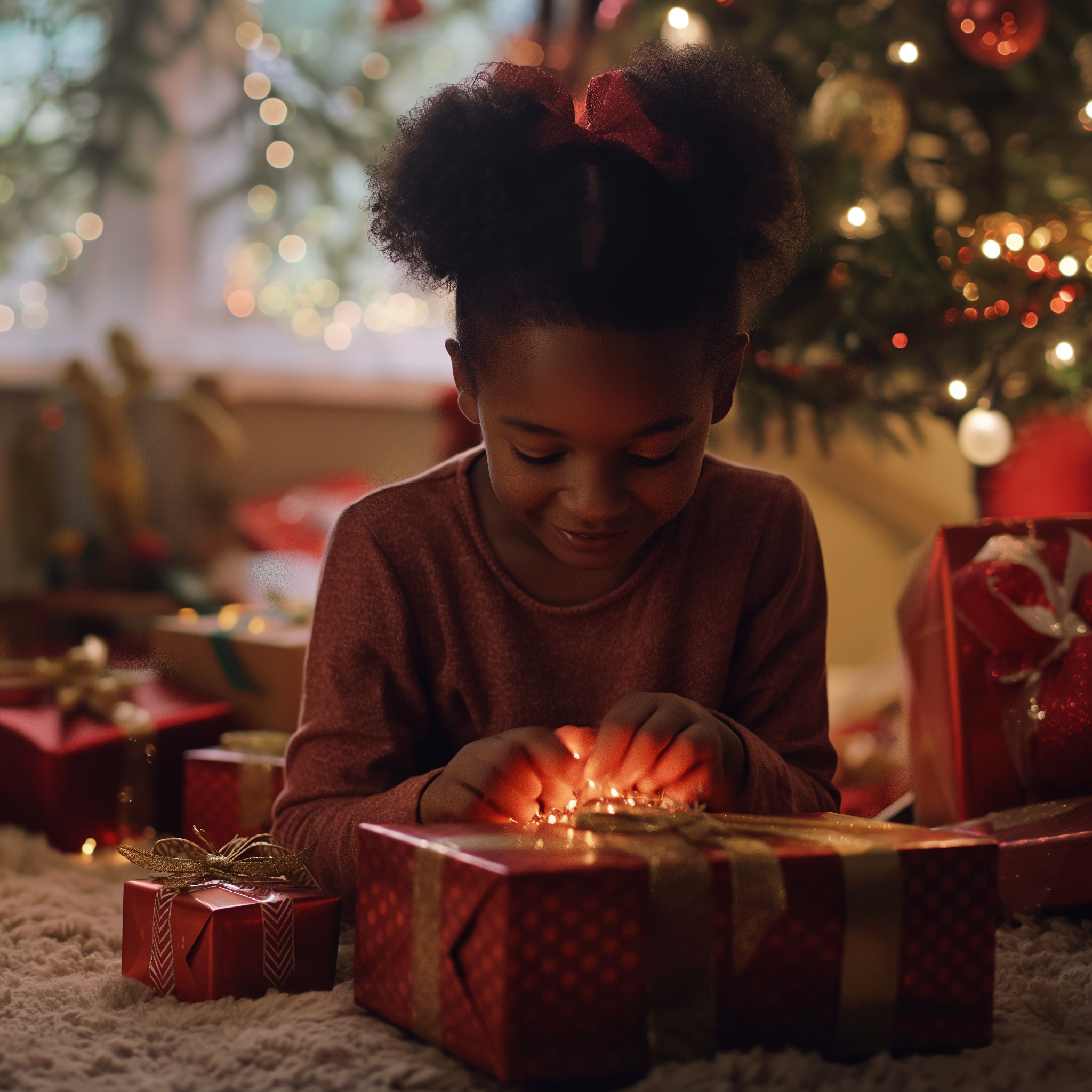 A little girl opening her presents | Source: Midjourney