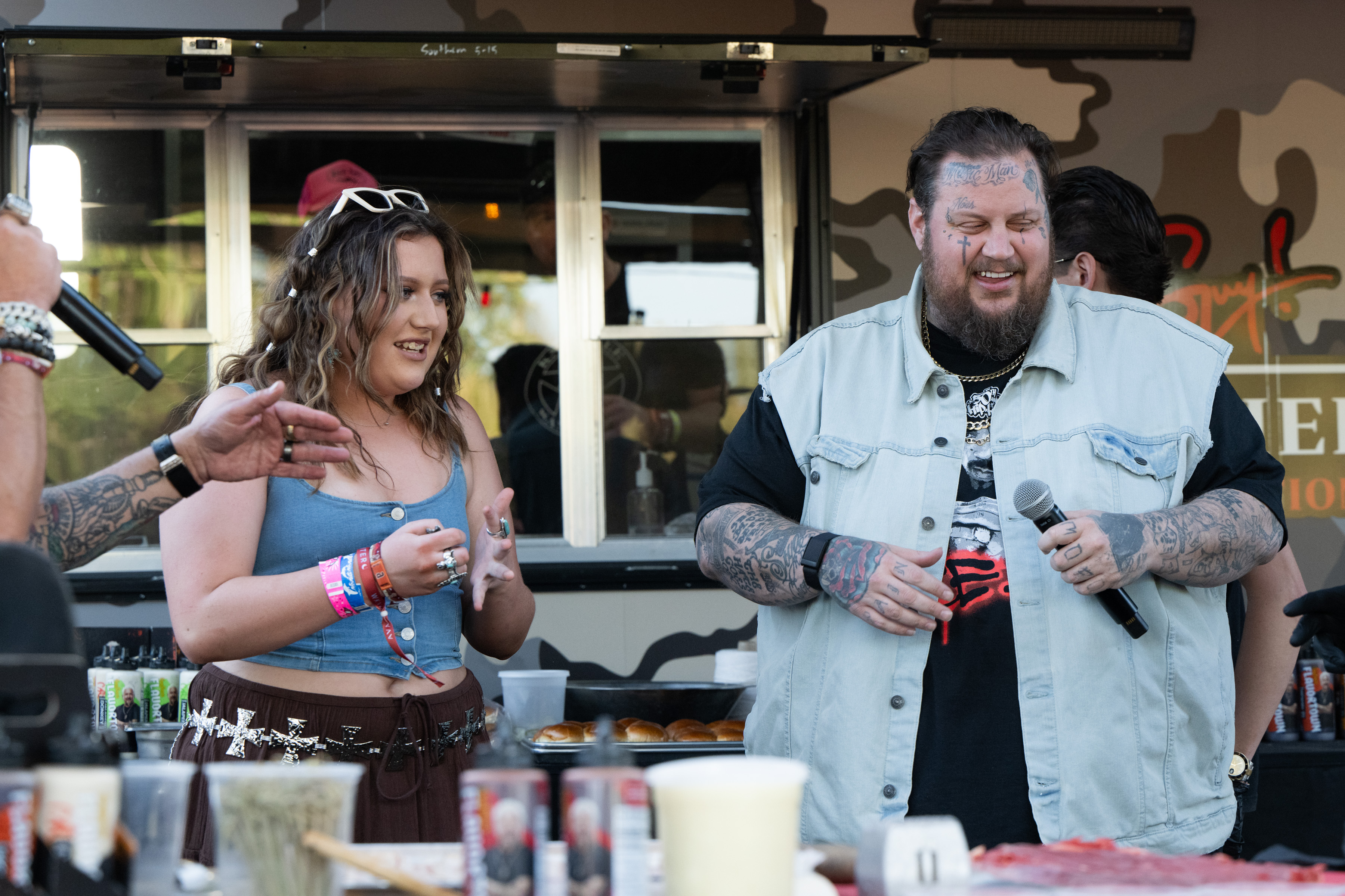 Bailee Ann DeFord and Jelly Roll attend Guy Fieri's Smokehouse on Day 1 of Stagecoach Festival on April 26, 2024, in Indio, California. | Source: Getty Images