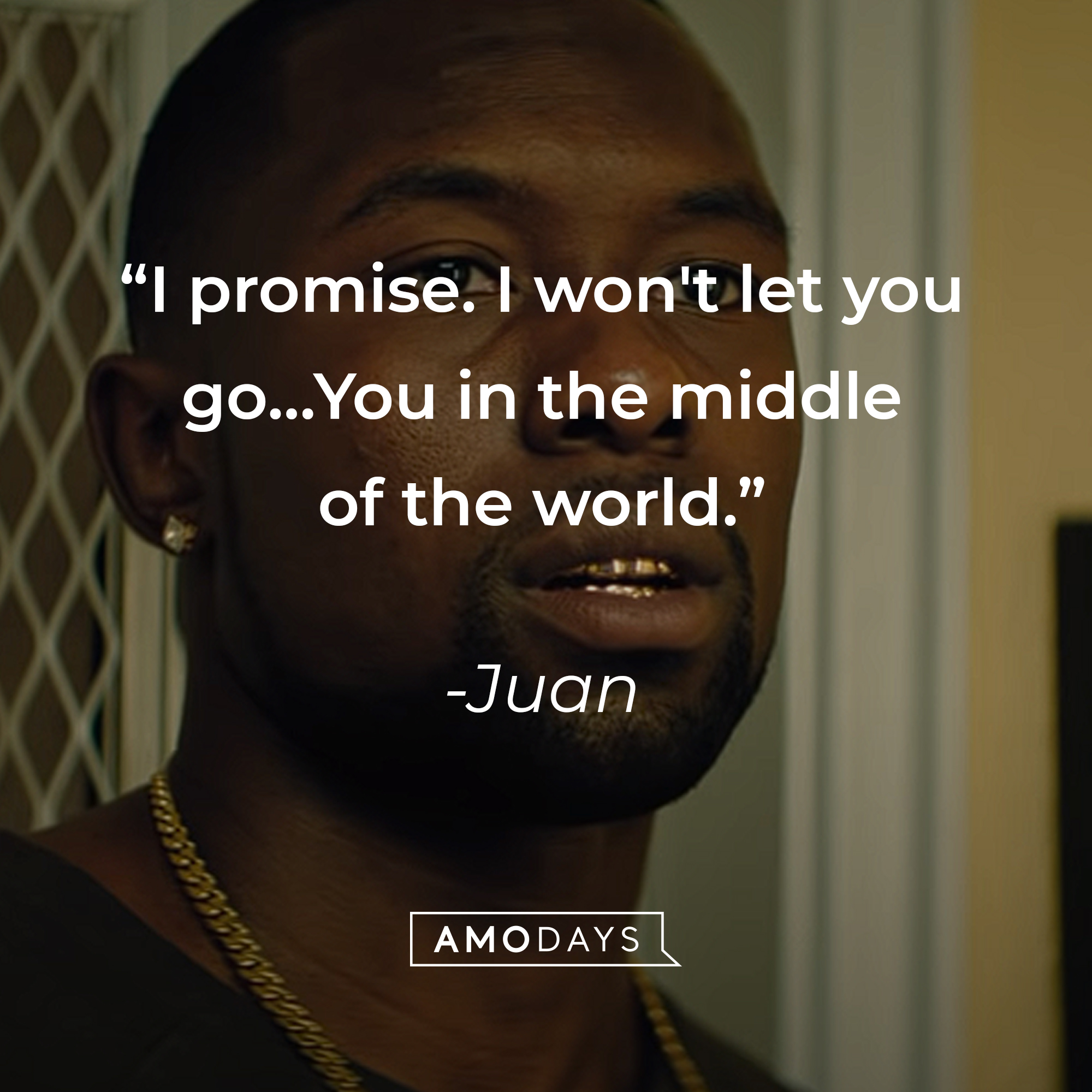 An image of Chiron with Juan’s quote: "I promise. I won't let you go. Hey man. I got you. …You in the middle of the world." | Source: youtube.com/A24