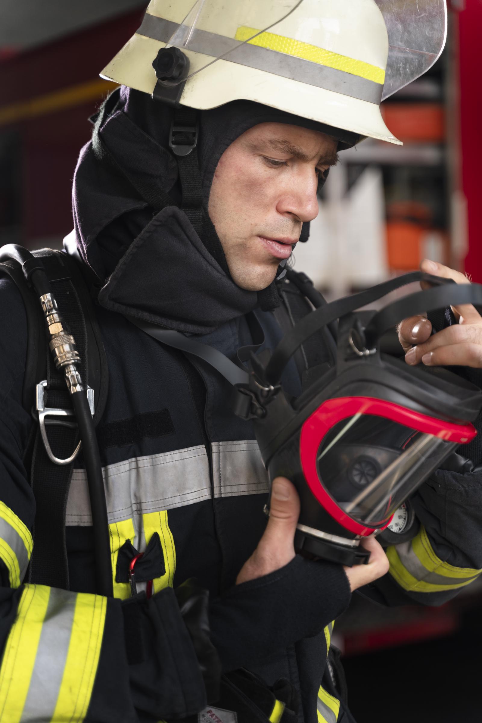 A sad firefighter taking off his gear | Source: Freepik