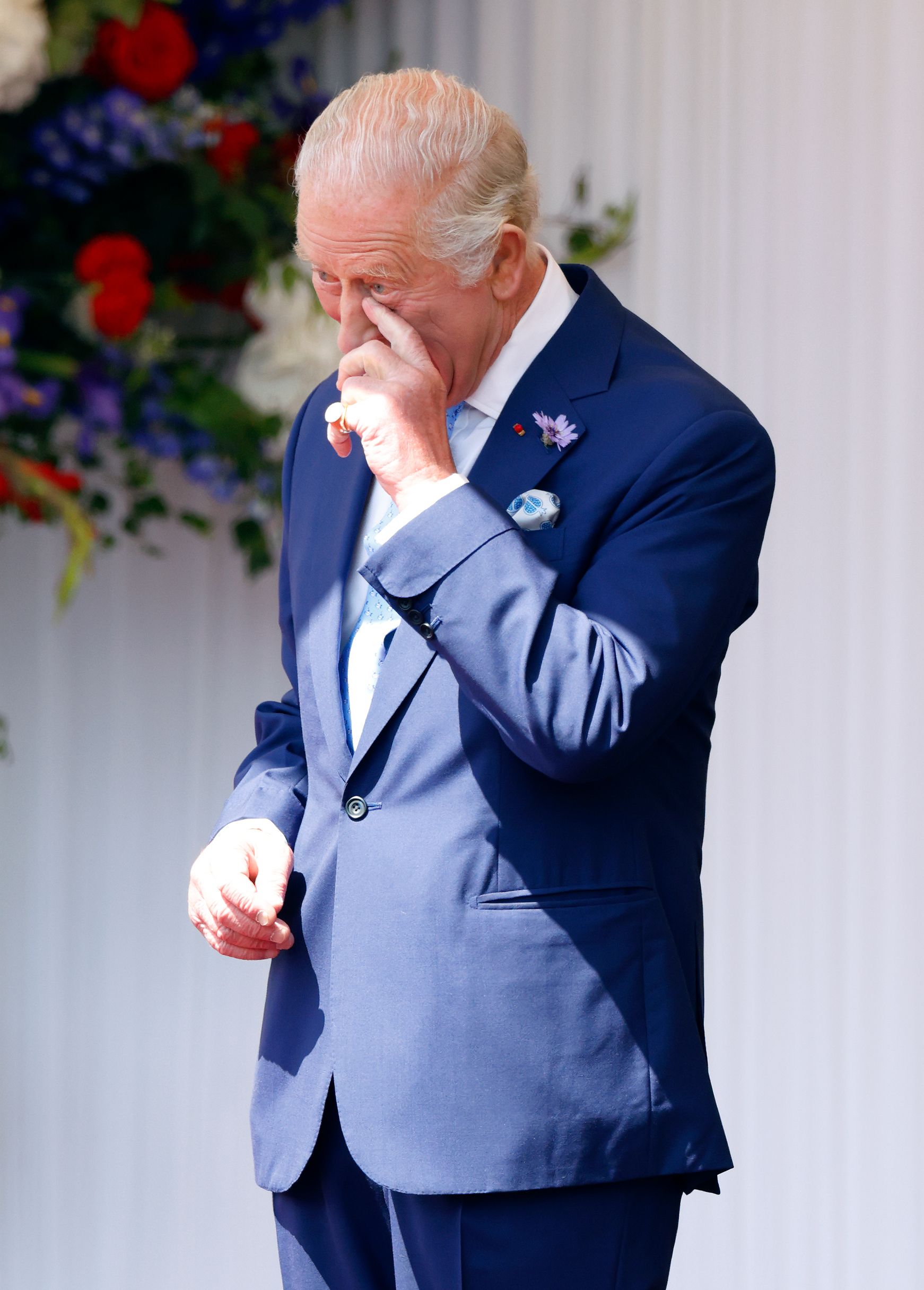 King Charles III during the formal welcome for French President Emmanuel and Brigitte Macron on day one of their state visit to the United Kingdom on July 8, 2025, in Windsor, England. | Source: Getty Images