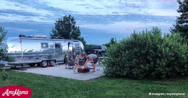 Family of six live and travel full time in a tiny Airstream trailer