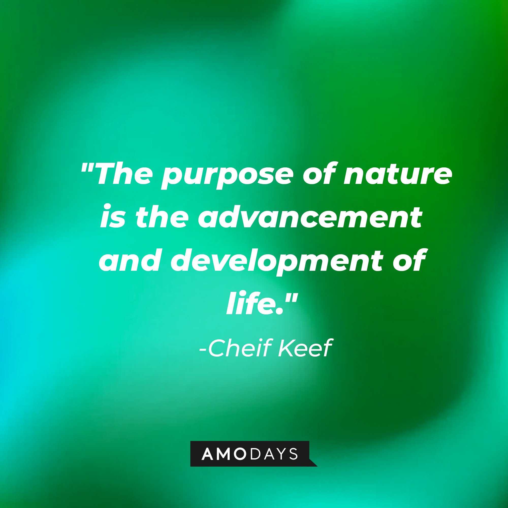  Chief Keef’s quote: "The purpose of nature is the advancement and development of life." | Image: AmoDays  