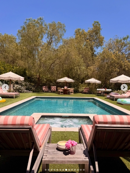 Jennifer Lopez offered a glimpse of the backyard and pool area at her newly renovated Hidden Hills estate. | Source: Instagram/jlo