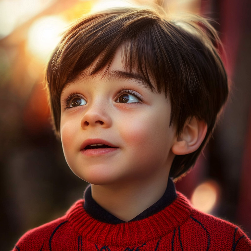 A happy little boy looking up | Source: Midjourney